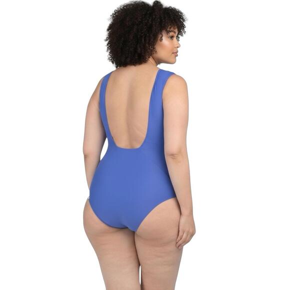 Summersalt The Ruched Backflip One-Piece Swimsuit Blue Hydrangea Plus Size 22 - Picture 3 of 6